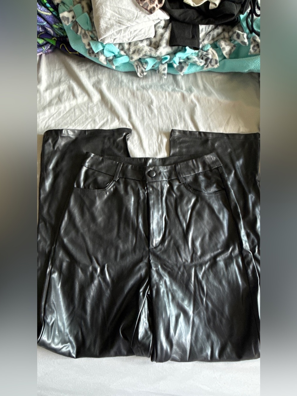 Black Faux Leather High-Waist Pants
